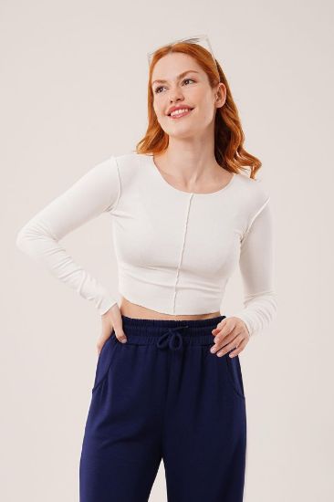 Ters Dikişli Basic Beyaz Body Bluz resmi