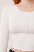 Ters Dikişli Basic Beyaz Body Bluz resmi