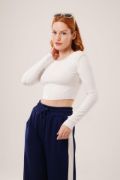 Ters Dikişli Basic Beyaz Body Bluz resmi