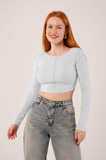 Ters Dikişli Basic Bebe Mavisi Body Bluz resmi
