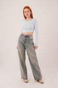 Ters Dikişli Basic Bebe Mavisi Body Bluz resmi