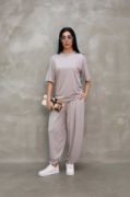 Osy Modal Yumuşak Dokulu Kumaş Oversize Bisiklet Yaka T-shirt Jogger Eşofman Altı Eşofman Takımı - Gri resmi