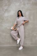 Osy Modal Yumuşak Dokulu Kumaş Oversize Bisiklet Yaka T-shirt Jogger Eşofman Altı Eşofman Takımı - Gri resmi