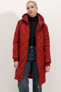 5138 Kapitone Uzun Şişme Mont - Bordo resmi