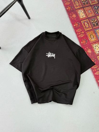 Erkek Baskılı Oversize T-shirt - Siyah resmi