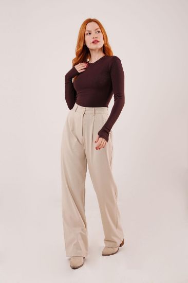 Premium Model Oturtmalı Krem Pantolon resmi