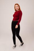 Yaka Detay Uzun Kollu Basic Bordo Bluz resmi
