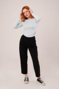Yaka Detay Uzun Kollu Basic Bebe Mavisi Bluz resmi