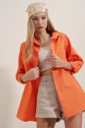 3900 Oversize Uzun Basic Gömlek - Turuncu resmi