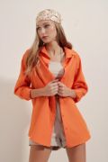 3900 Oversize Uzun Basic Gömlek - Turuncu resmi
