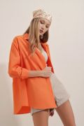 3900 Oversize Uzun Basic Gömlek - Turuncu resmi