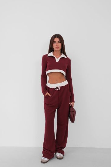 Polo Yaka Garnili Crop Sweatshirt resmi