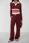 Polo Yaka Garnili Crop Sweatshirt resmi