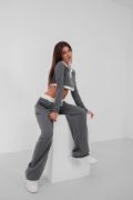 Polo Yaka Garnili Crop Sweatshirt resmi