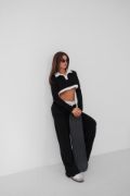 Polo Yaka Garnili Crop Sweatshirt resmi