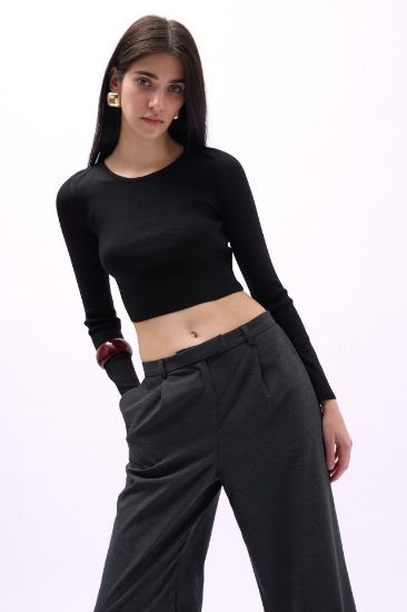 Bisiklet Yaka Dokulu Crop resmi