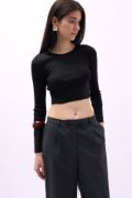 Bisiklet Yaka Dokulu Crop resmi