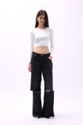 Bisiklet Yaka Dokulu Crop resmi