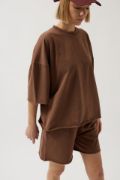 Oversize Lazer Kesim Bisiklet Yaka T-Shirt resmi