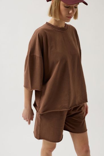 Oversize Lazer Kesim Bisiklet Yaka T-Shirt resmi