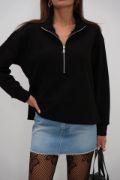 Fermuar Ve Dikiş Detaylı Sweatshirt resmi
