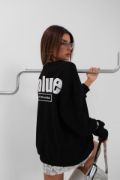 Baskılı Sıfır Yaka Oversize Sweatshirt resmi