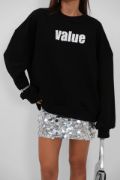 Baskılı Sıfır Yaka Oversize Sweatshirt resmi