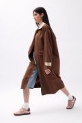 Yaka Detaylı Oversize Trençkot resmi