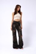 Lazer Kesim Wide Leg Yüksek Bel Jean resmi