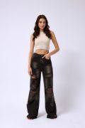 Lazer Kesim Wide Leg Yüksek Bel Jean resmi