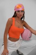 Tek Omuz Crop Bluz resmi