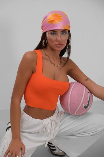 Tek Omuz Crop Bluz resmi