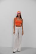 Tek Omuz Crop Bluz resmi