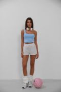 Tek Omuz Crop Bluz resmi