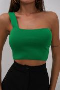 Tek Omuz Crop Bluz resmi