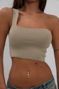 Tek Omuz Crop Bluz resmi