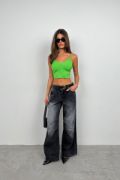 V Yaka Crop Bluz resmi