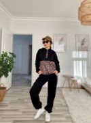 Kadın Uzun Kollu Leopar Detay Sweat Ve Yanı Leopar şerit Detay Pantolon Ikili Takım resmi