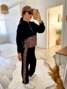Kadın Uzun Kollu Leopar Detay Sweat Ve Yanı Leopar şerit Detay Pantolon Ikili Takım resmi