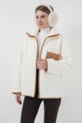 55446 Fermuarlı Oversize Peluş Ceket Mont - Camel resmi