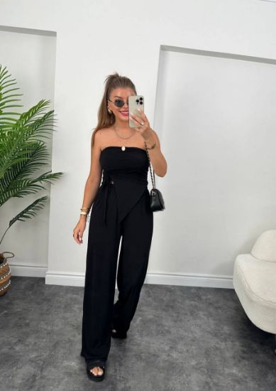 Kadın Sandy Kumaş Starplez Bluz Ve Palazzo Pantolon Ikili Takım resmi