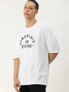 Erkek Baskılı Oversize T-shirt - Beyaz resmi