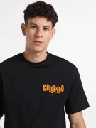 Erkek Baskılı Oversize T-shirt - Siyah resmi
