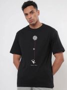 Erkek Baskılı Oversize T-shirt - Siyah resmi