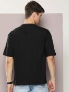 Erkek Baskılı Oversize T-shirt - Siyah resmi