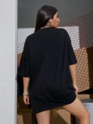 Baskılı Oversize T-shirt - Siyah resmi