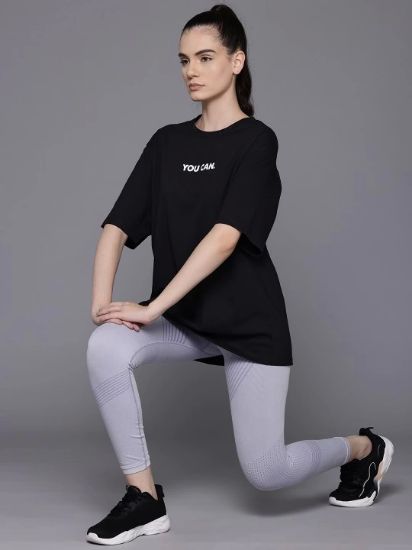 Baskılı Oversize T-shirt - Siyah resmi