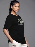 Baskılı Oversize T-shirt - Siyah resmi