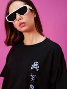 Baskılı Oversize T-shirt - Siyah resmi