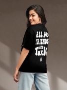 Baskılı Oversize T-shirt - Siyah resmi